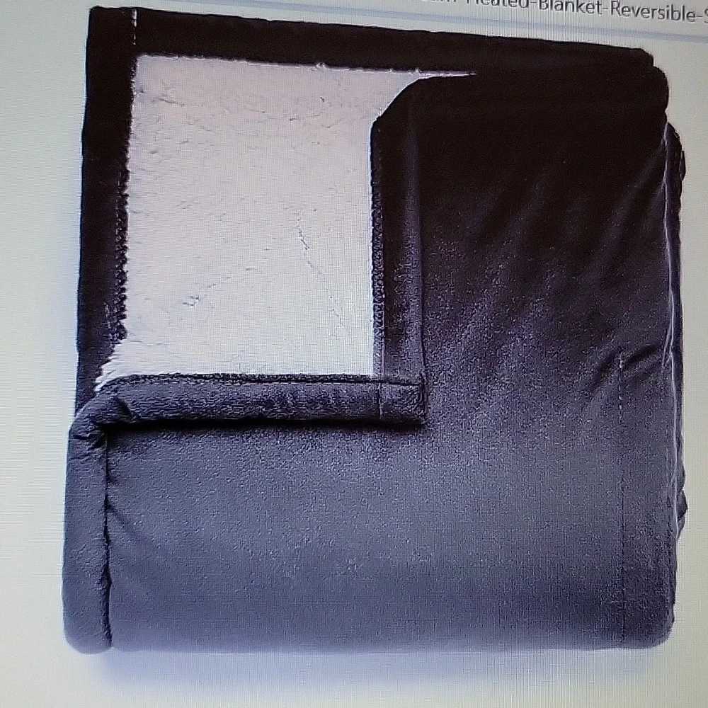 M2 Madison Park gray cream sherpa heated throw 3 settings auto off 50x60…New